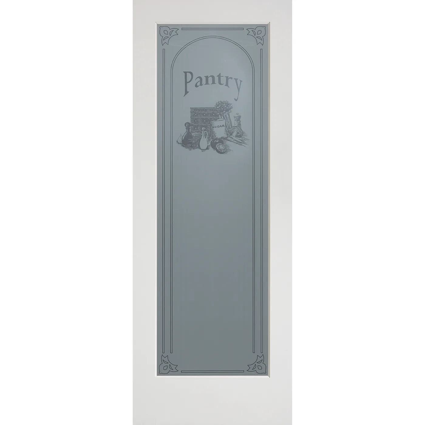 pantry door with 1 large rectangular panel or frosted glass