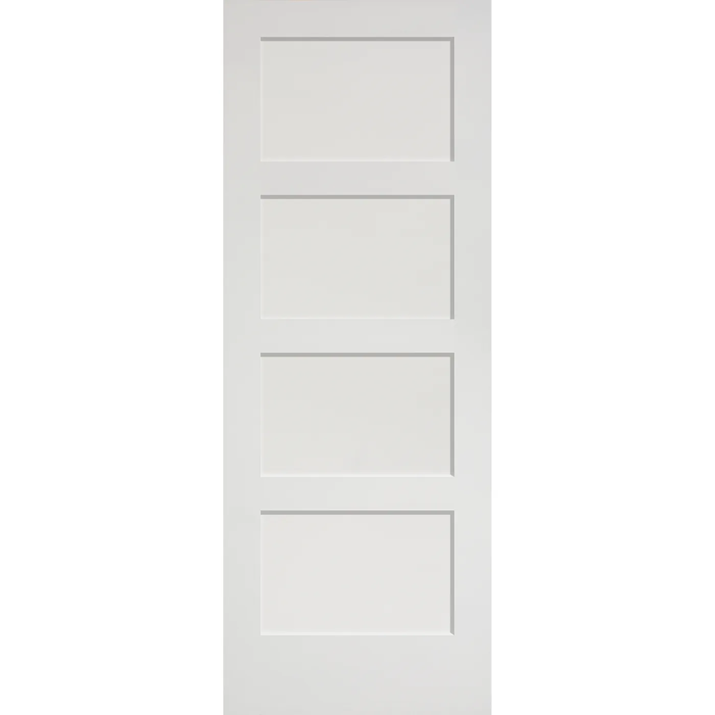 White door with four equal rectangular panel stacked vertically.