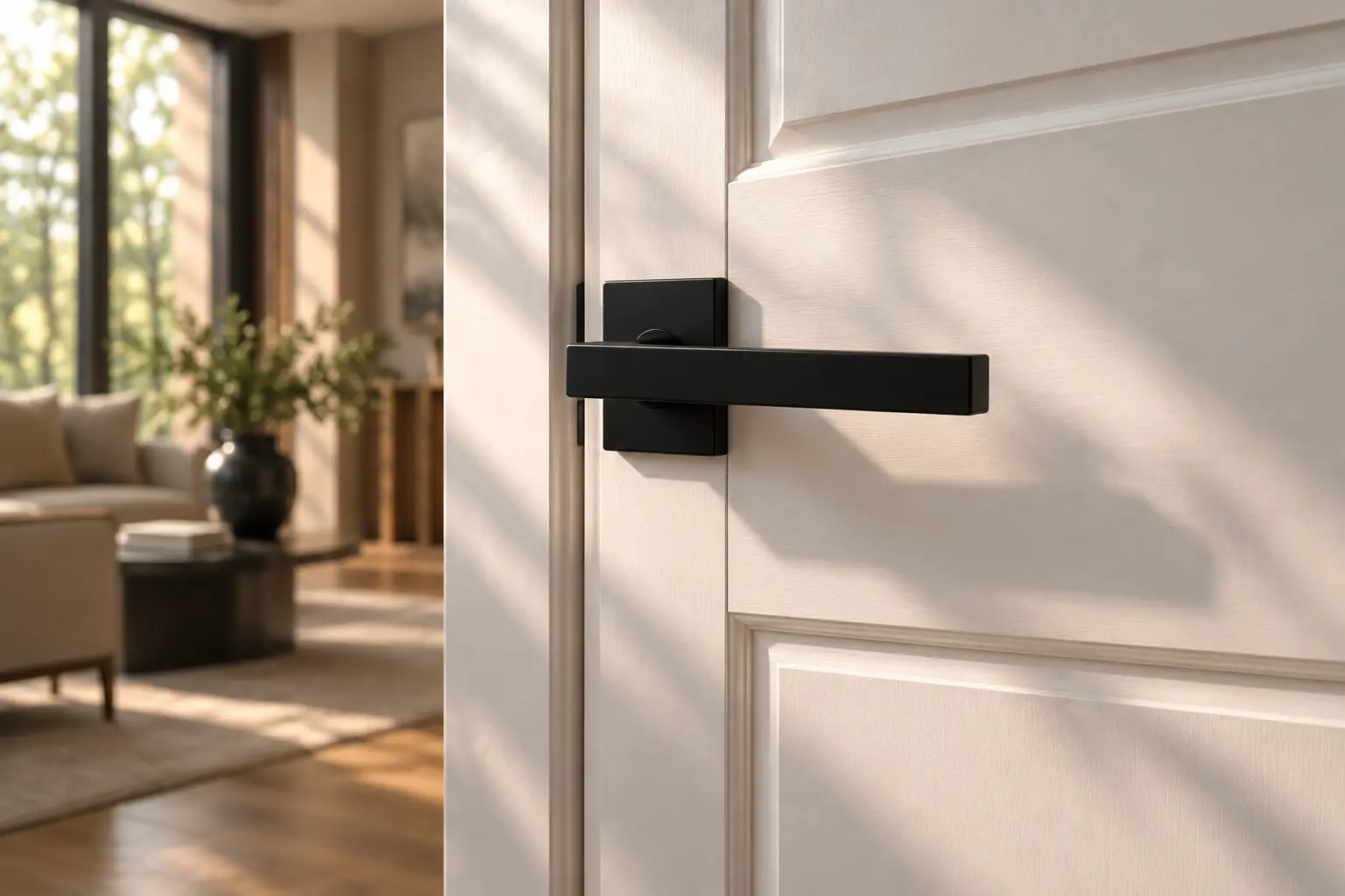 Portes intérieures blanches dans un décor lumineux